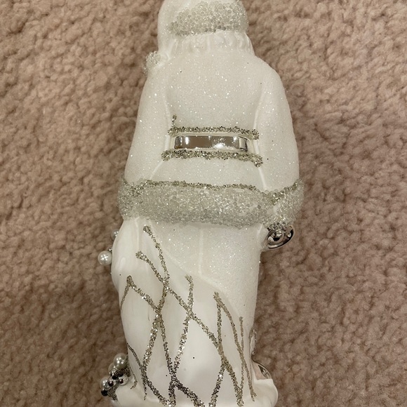 Santa Claus White Blown Glass White Ornament.  Jeweled.  Approximately 7.5” tall - Picture 4 of 4